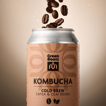 Kombucha Cafea și ceai negru, 330 mL