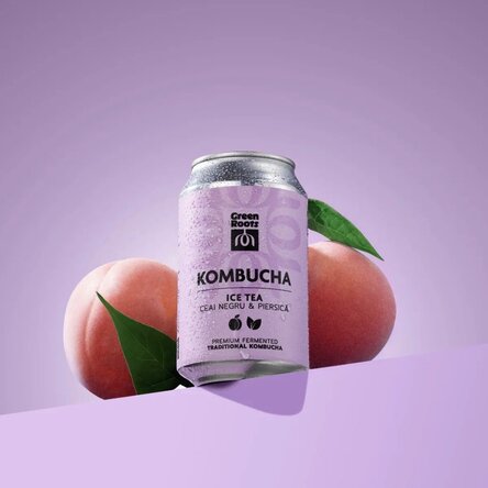 Kombucha cu aromă de piersică, 330mL