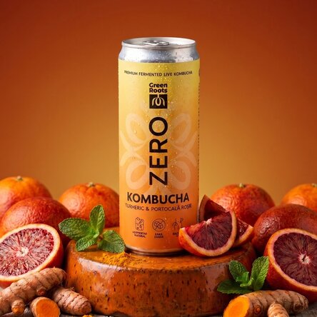 Kombucha ZERO cu turmeric și floare roșie, 330mL