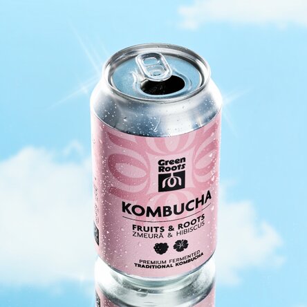 Kombucha Zmeură și hibiscus, 330mL